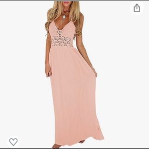 Backless Bohemian Halter Maxi Long Dress